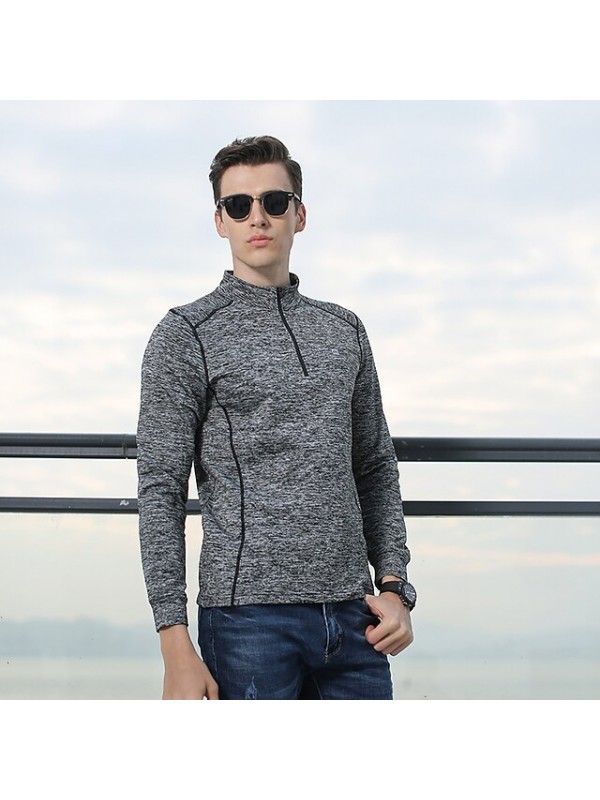 Men's T shirt Hiking Tee shirt Summer Outdoor Breathable Lightweight Soft Comfortable Top Fishing Climbing Running Color blue Dark Grey / Camping / Hiking / Caving #8989455