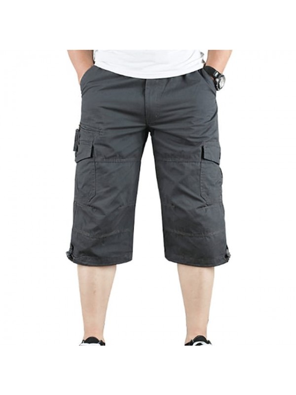 Men's Hiking Shorts Hiking Cargo Shorts Military Solid Color Summer Outdoor Regular Fit Ripstop Quick Dry Multi Pockets Breathable Cotton Below Knee Shorts Capri Pants Bottoms Army Green Grey Khaki #8661223