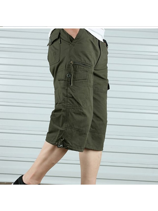 Men's Hiking Shorts Hiking Cargo Shorts Military Solid Color Summer Outdoor Regular Fit Ripstop Quick Dry Multi Pockets Breathable Cotton Below Knee Shorts Capri Pants Bottoms Army Green Grey Khaki #8661223