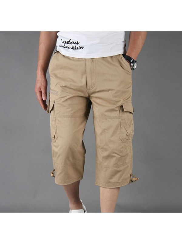 Men's Hiking Shorts Hiking Cargo Shorts Military Solid Color Summer Outdoor Regular Fit Ripstop Quick Dry Multi Pockets Breathable Cotton Below Knee Shorts Capri Pants Bottoms Army Green Grey Khaki #8661223