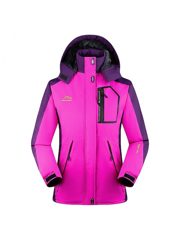 Women's Waterproof Ski Jacket Hiking Fleece Jacket Warm Winter Snow Coat Mountain Windbreaker Hooded Raincoat Jacket Outdoor Thermal Windproof Lightweight Outerwear Winter Jacket Trench Coat #8964827