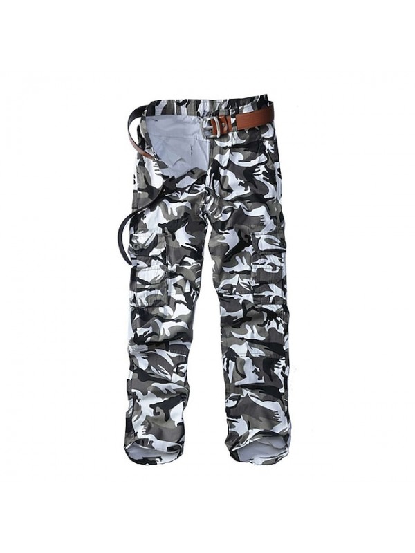 Men's Hiking Cargo Pants Camouflage Hunting Pants Ripstop Windproof Multi-Pockets Breathable Spring Summer Cotton Bottoms for Hunting Hiking Outdoor Exercise Army green camouflage Grey camouflage #8980303