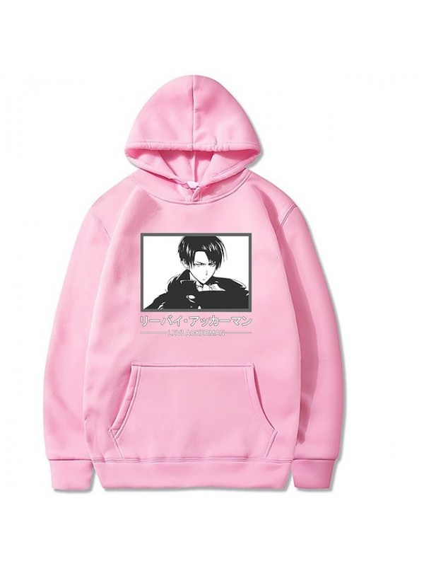Inspired by Attack on Titan Cosplay levi ackerman Anime Cartoon Polyster Print Harajuku Graphic Kawaii Hoodie For Men's / Women's #8772117