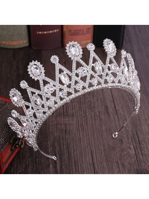 Simple Bridal Alloy Crown Tiaras with Metal 1pc Wedding Headpiece #9023595