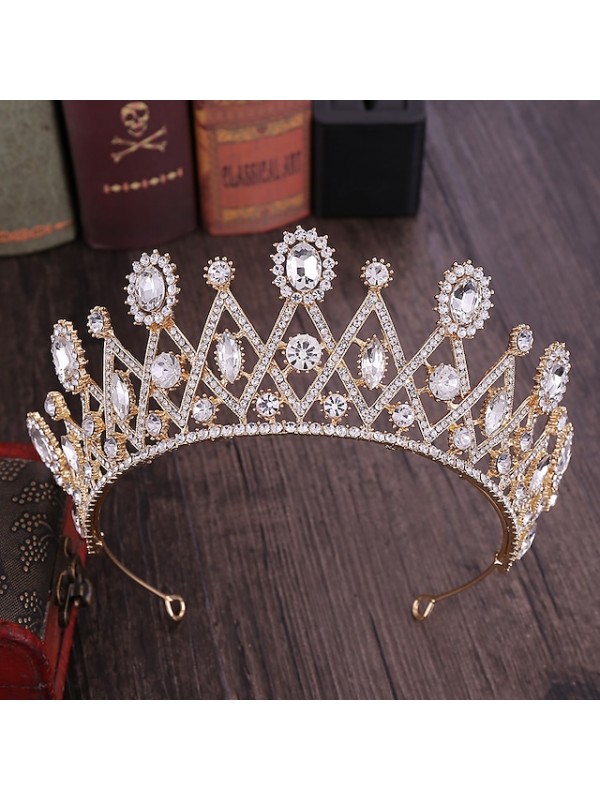 Simple Bridal Alloy Crown Tiaras with Metal 1pc Wedding Headpiece #9023595