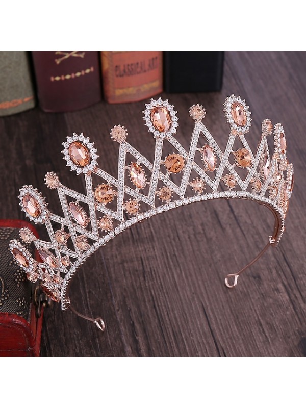 Simple Bridal Alloy Crown Tiaras with Metal 1pc Wedding Headpiece #9023595