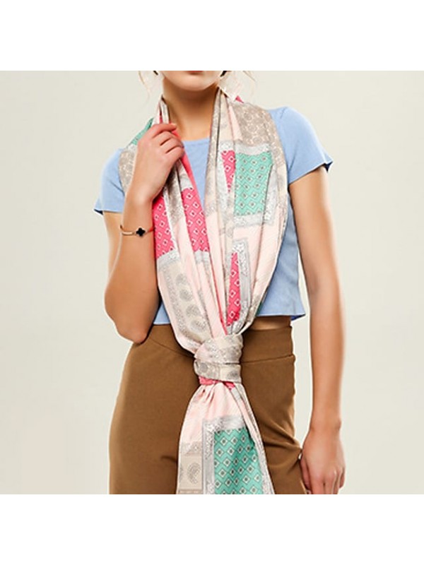 Sleeveless Ladies Polester / Cotton Blend Party / Holiday Women's Wrap / Women's Scarves With Pattern / Print #9024848