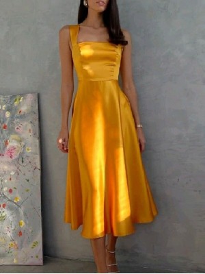 A-Line Empire Minimalist Wedding Guest Cocktail Party Dress Scoop Neck Short Sleeve Floor Length Satin with Sleek 2022 #9027744