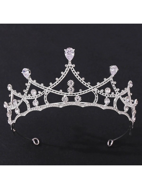 Simple Bridal Alloy Crown Tiaras with Metal 1pc Wedding Headpiece #9024791