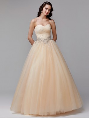 Princess Ball Gown Wedding Dresses Strapless Floor Length Tulle Sleeveless Formal Sexy Luxurious Plus Size with Beading Sequin 2022 #9035583