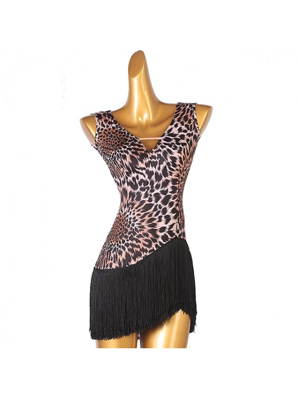 Latin Dance Dress Tassel Women's Training Performance Sleeveless Polyester #9026888