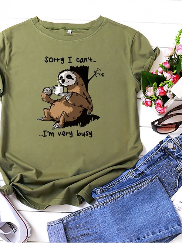 cartoon sloth print short sleeve t-shirt #8677585