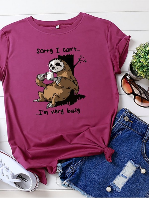 cartoon sloth print short sleeve t-shirt #8677585