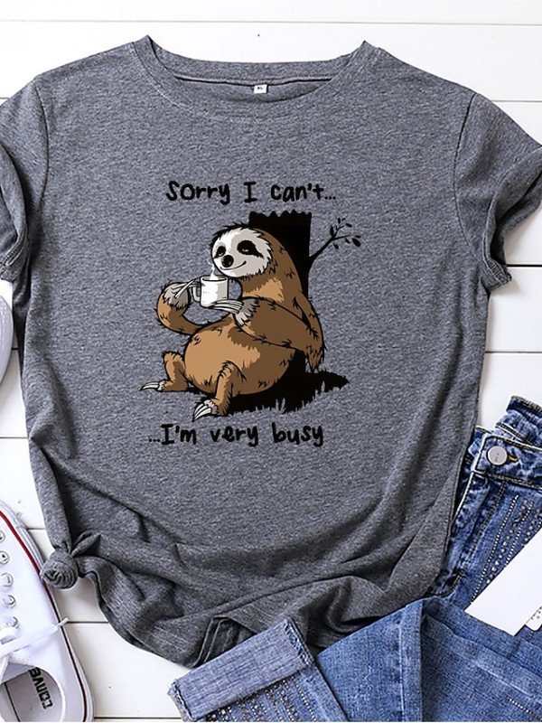 cartoon sloth print short sleeve t-shirt #8677585