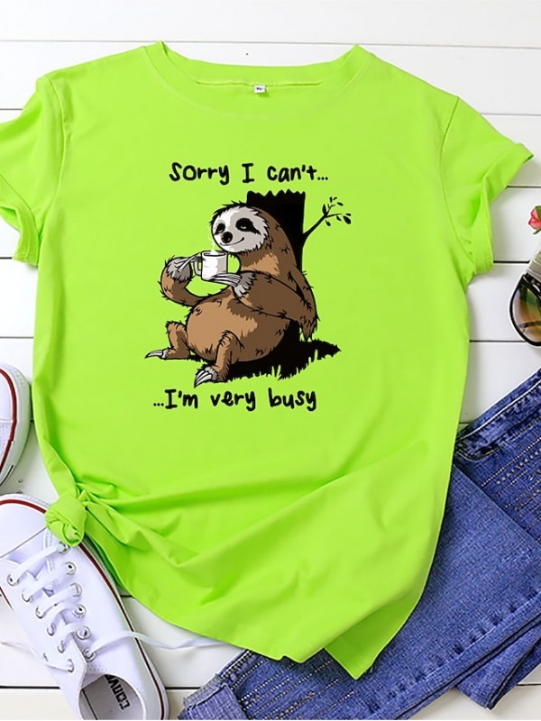 cartoon sloth print short sleeve t-shirt #8677585