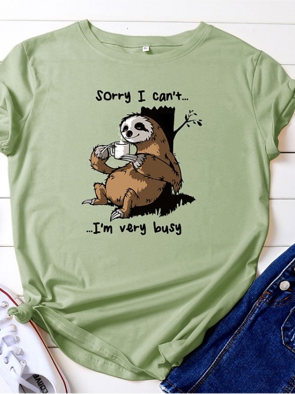 cartoon sloth print short sleeve t-shirt #8677585