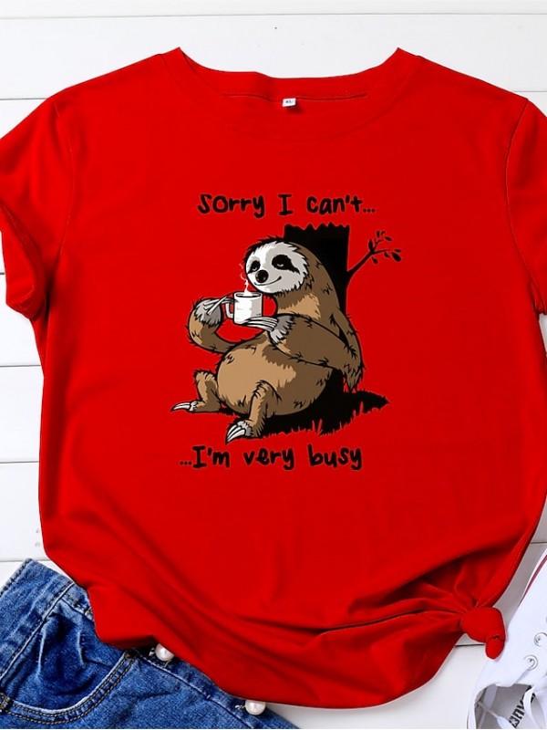 cartoon sloth print short sleeve t-shirt #8677585