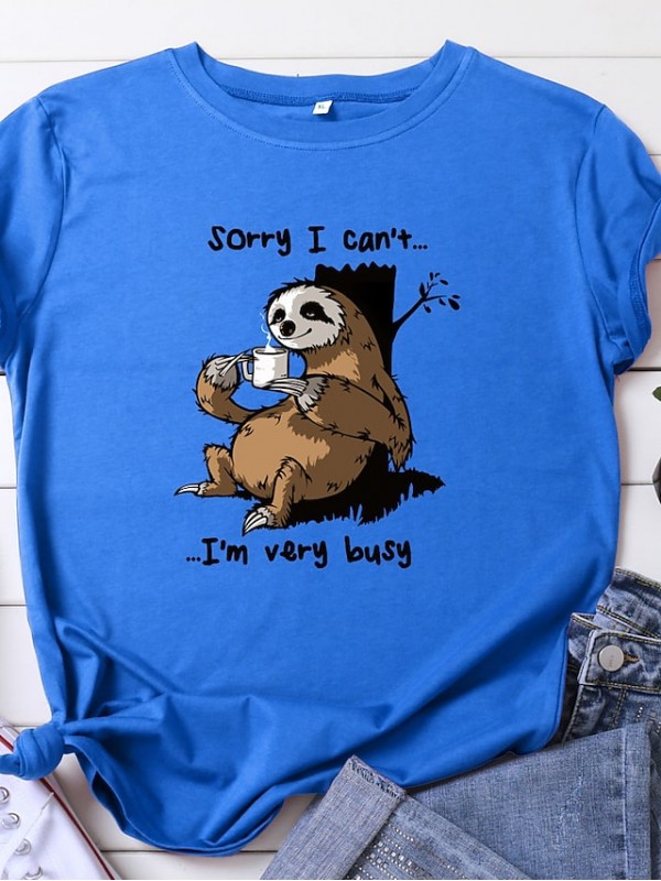 cartoon sloth print short sleeve t-shirt #8677585