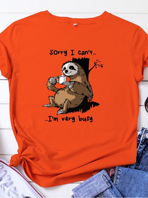 cartoon sloth print short sleeve t-shirt #8677585