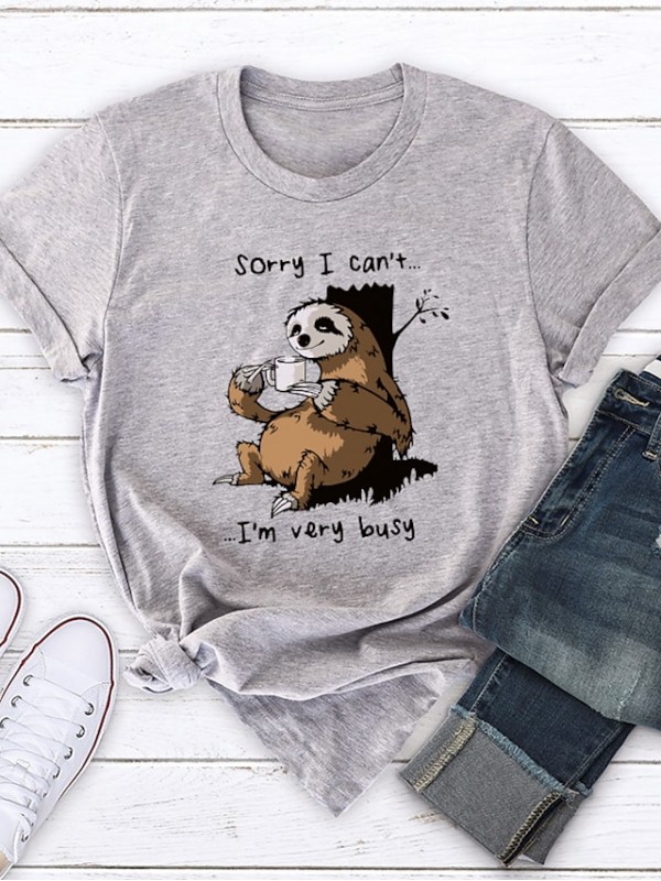 cartoon sloth print short sleeve t-shirt #8677585