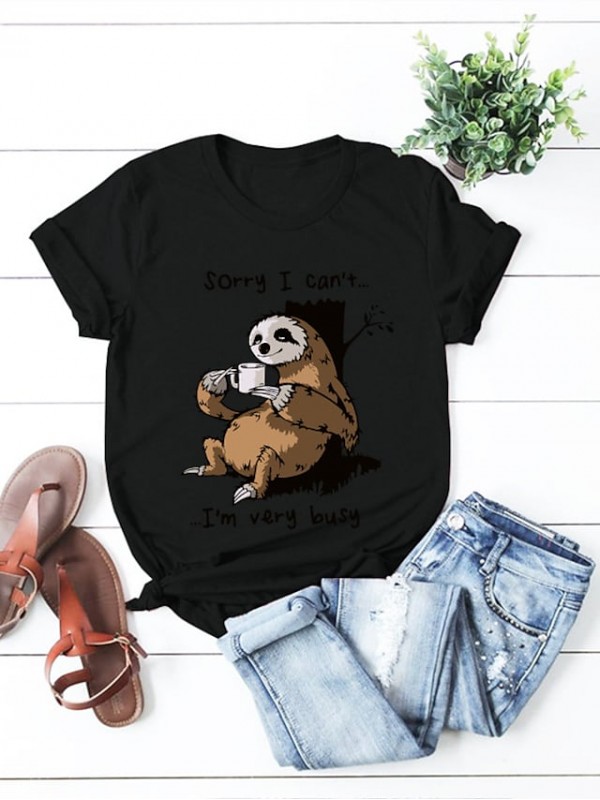 cartoon sloth print short sleeve t-shirt #8677585
