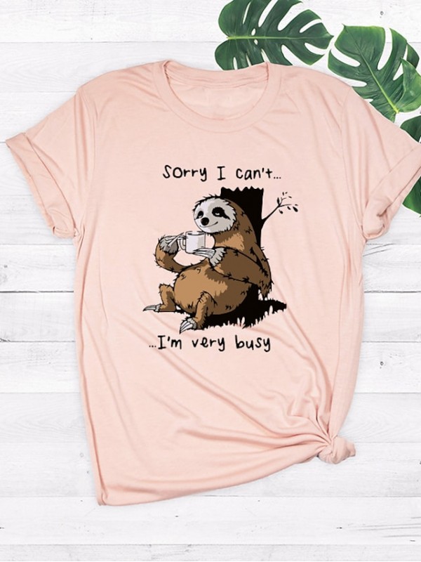 cartoon sloth print short sleeve t-shirt #8677585
