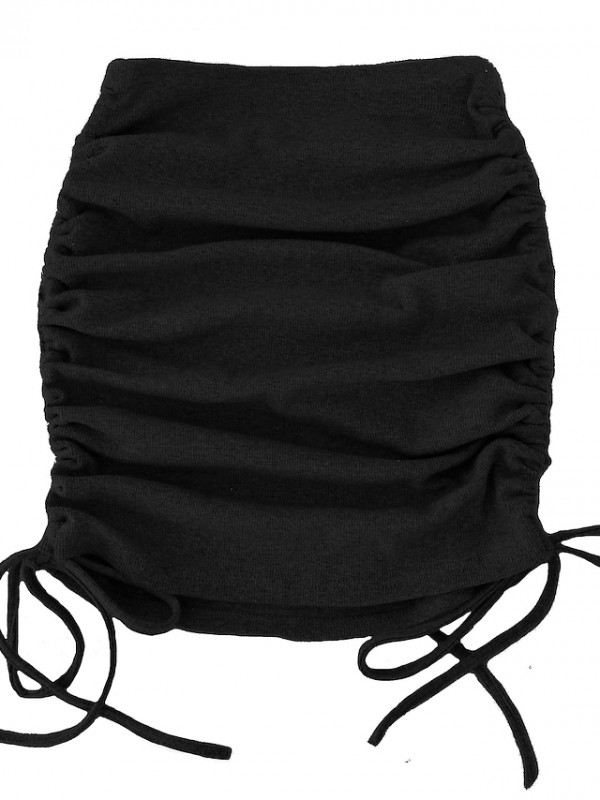 Women's Elegant Sexy Bodycon Skirts Date Vacation Solid Colored Ruched Blushing Pink Black Gray S M L / Mini / Slim #8594183