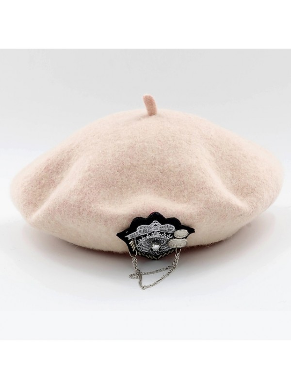 Women's Beret Hat Party Wedding Street Pure Color Wine Black Hat Red GreenFall Winter Newsboy Cap #8845369