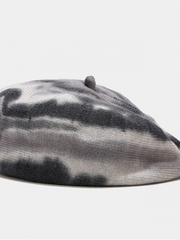 Women's Elegant Beret Hat Dailywear Family Gathering Splice Tie Dye Grey Beige Hat Sun Protection Warm Breathable #8975813