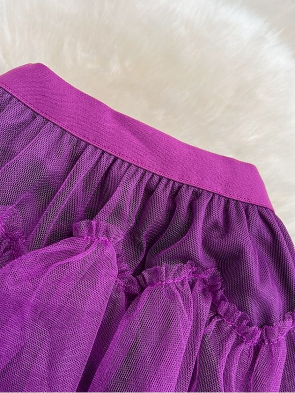 Women's Fashion Calf-Length Skirts Casual / Daily Weekend Solid Colored Layered Blue Black Purple One-Size #8995772