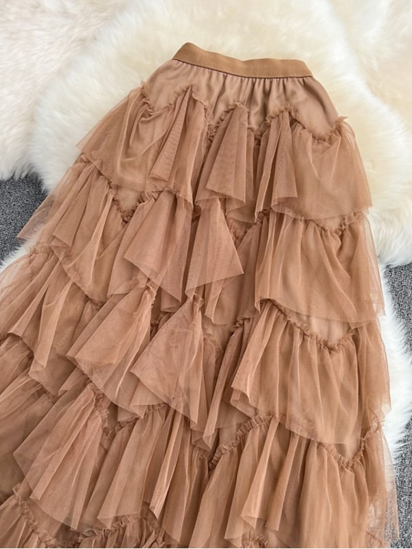 Women's Fashion Calf-Length Skirts Casual / Daily Weekend Solid Colored Layered Blue Black Purple One-Size #8995772