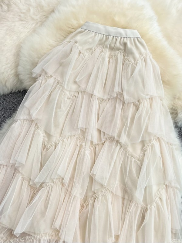 Women's Fashion Calf-Length Skirts Casual / Daily Weekend Solid Colored Layered Blue Black Purple One-Size #8995772